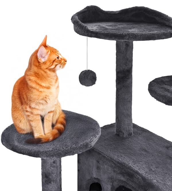 Klösbräda för katt, stabil, hög, 7 nivåer, säng, mörkgrå, 138 cm