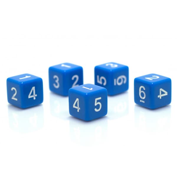 1,6 cm RPG sininen kuusisivuinen D6-noppa