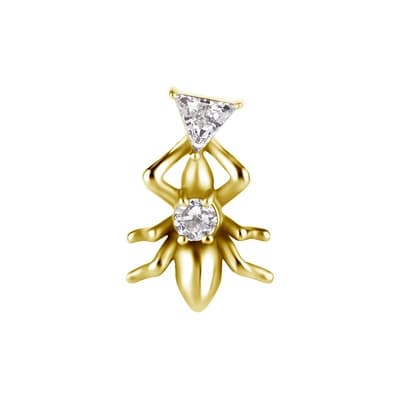 Insticksmutter - skalbagge med vit zirkon - CoCr NF - guld - PI-017
