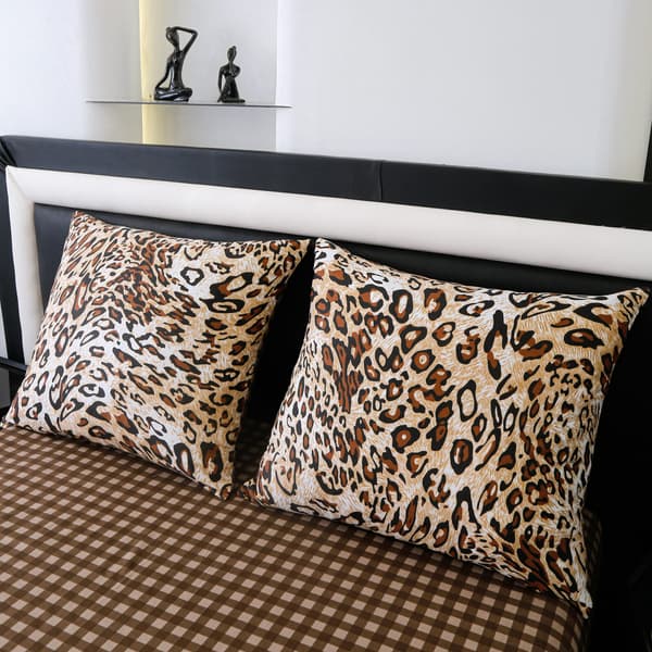 Satin Vuodevaatteet 220x200cm Leopardi Beige Ruskea