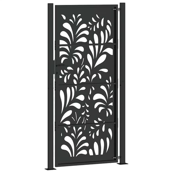 vidaXL havelåge sort 105x205 cm stål bølgemønster