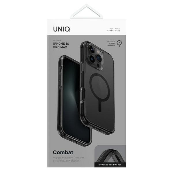 UNIQ etui Combat iPhone 16 Pro Max 6.9 Magclick Charging svart/kolsvart