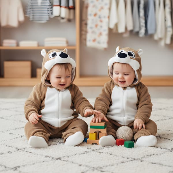 Brun bamse-onesie-pyjamaskostume til baby 120 cm: 95-103 cm