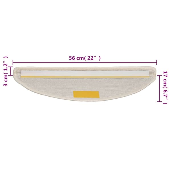 vidaXL trappemåtter 15 stk. 56x17x3 cm hvide halvrunde
