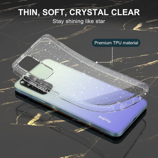 ETUI TIL XIAOMI REDMI NOTE 11/11S GLITTER SILIKONE 2x HÆRDET GLAS