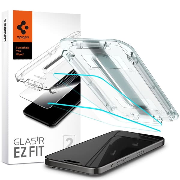 Härdat glas Spigen Glas.TR EZ Fit 2-pack iPhone 15 Pro Max Klar