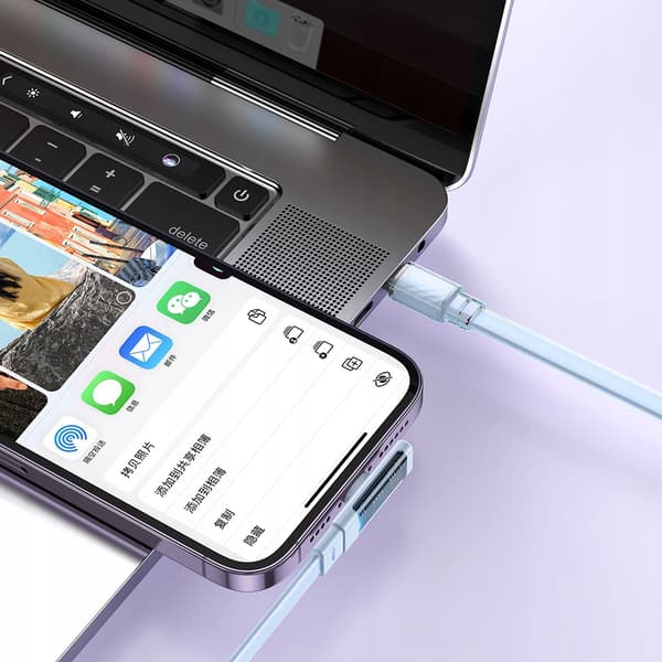 MCDODO Vinklet USB-C Lightning fladkabel 36W til iPhone 13/14 blå 2M