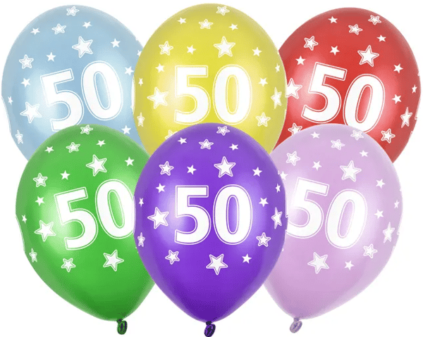 Ballonger med tryck 50-årsdag 5 st 1 förpackning