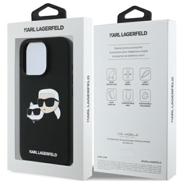Karl Lagerfeld Silikone Dobbelthoved Print MagSafe - iPhone 16 Pro Etui (Sort)