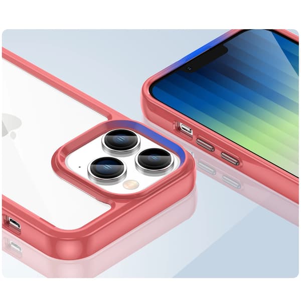 Outer Space-skal till iPhone 14 Pro med gelram, rött