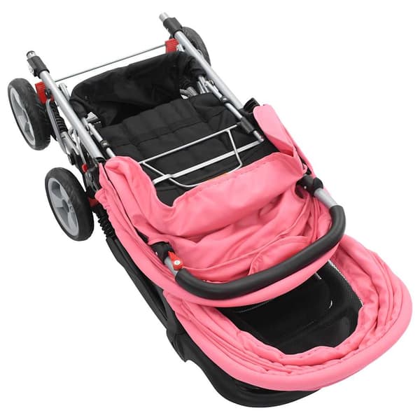 vidaXL tandem klapvogn til tvillinger, pink og sort, stål