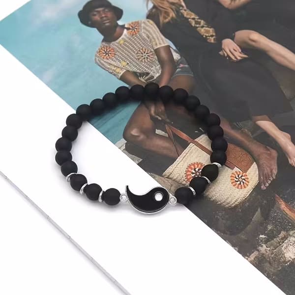 Sæt Armbånd Yin Yang Hvid og Sort 2 stk.