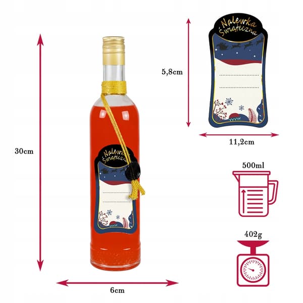 10x Julklappsflaskor KRISTALL 500ml PREMIUMDEKORERADE för tinkturer