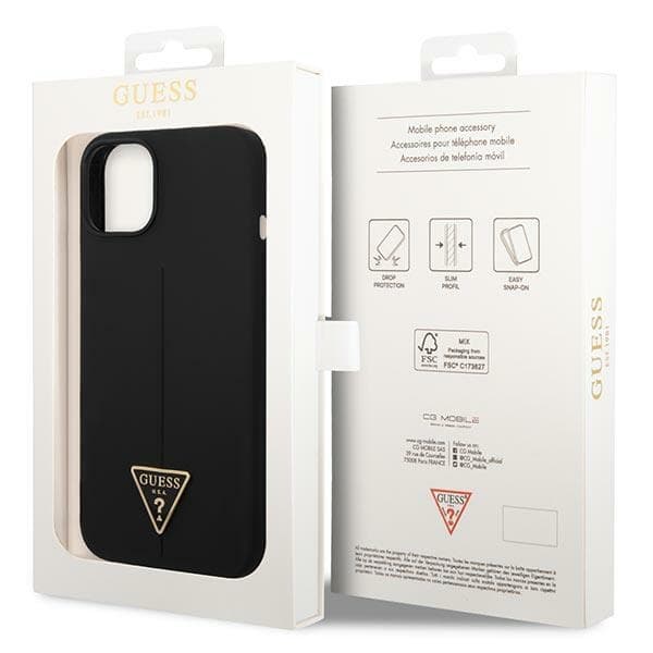 Guess GUHCP14MSLTGK iPhone 14 Plus / 15 Plus 6.7 sort/sort hårdt cover silikone triangle