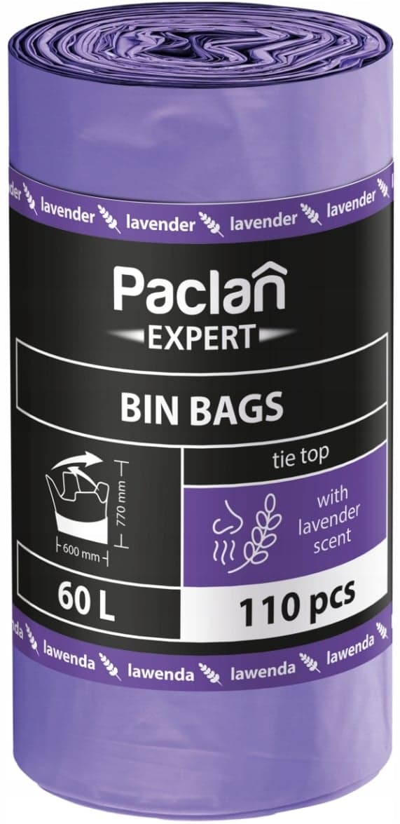 Paclan Multitop-påsar 60l 110 st Lavendel