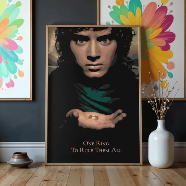 Mal efter nummer billede med ramme Frodo med ringen 50x70 cm