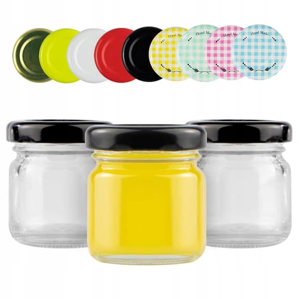 100x burk 40ml med lock för honung, sylt, örter, kryddor, present