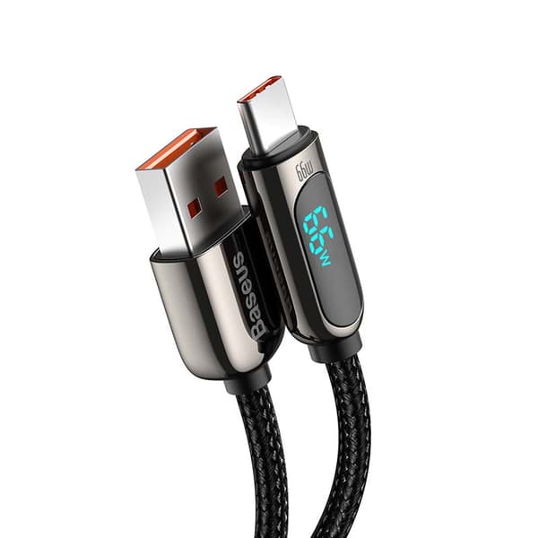 Baseus Display USB till USB-C-kabel, 66W, 1m (svart)