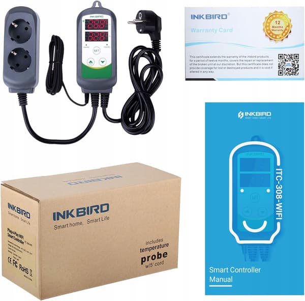 Inkbird ITC-308 Wi-Fi temperaturstyringstermostat, rygercontroller
