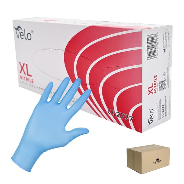Velo blå XL nitrilhandsker 100 stk. karton 10-pak