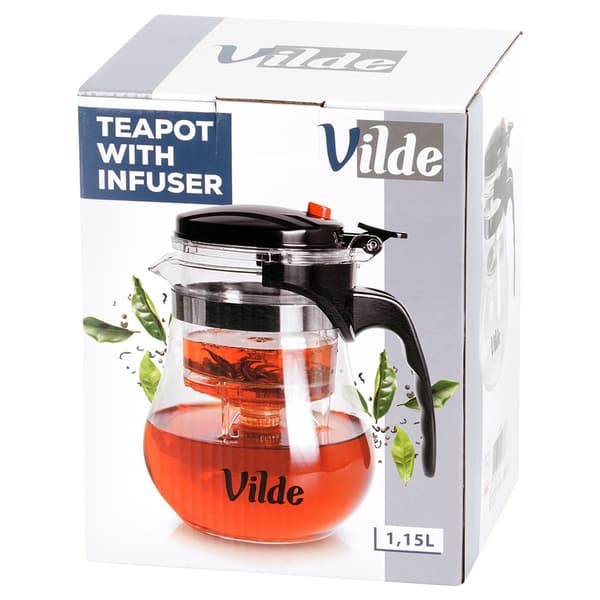 Glaskande med drypfri teinfuser til te 1,15 l