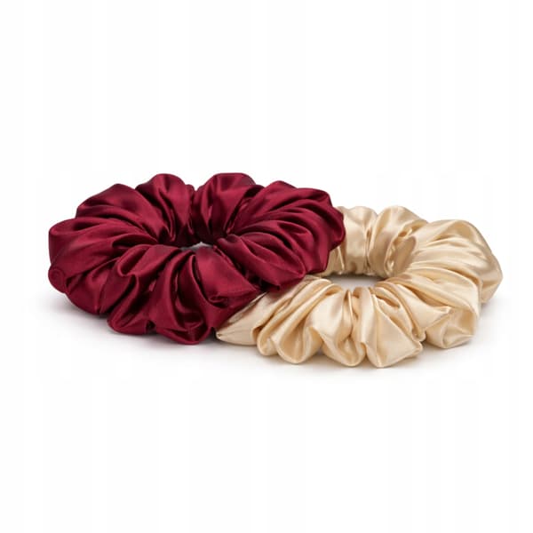 SÆT MED 2 HÅRBÅND satin elastik 13 cm bordeaux beige