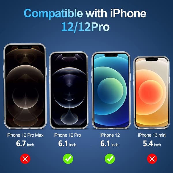 FODRAL TILL APPLE IPHONE 12/12 PRO KLAR BAKSIDA BLÅ RAM