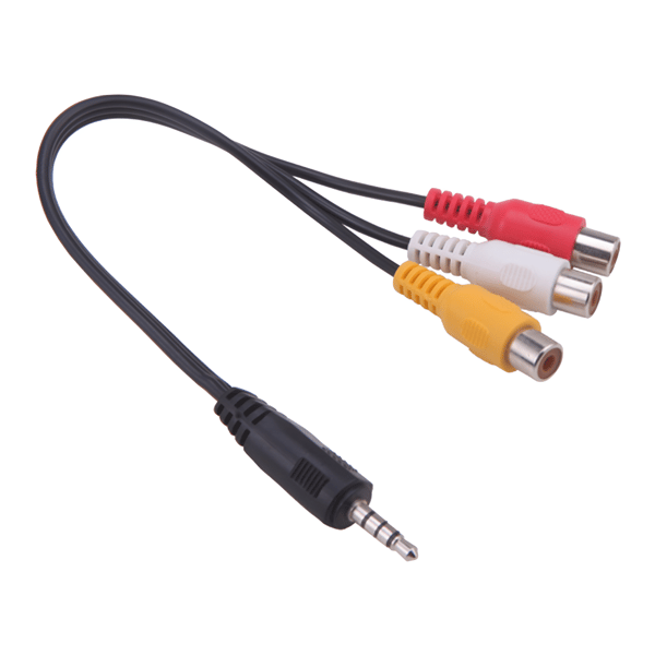 3,5 mm 4-pol jack til 3 x RCA audio video stereo splitter