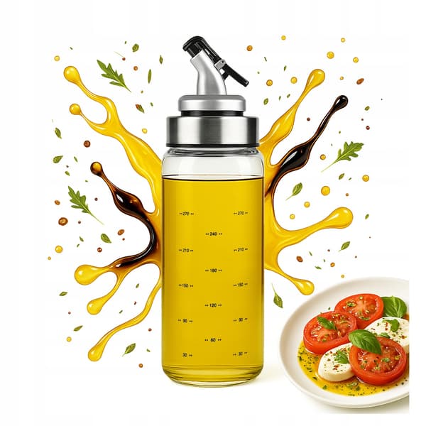 Glasflaskedispenser med skala 300 ml til olie, sauce, eddike, sirup