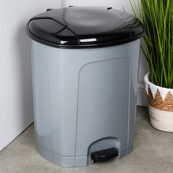Soptunna med pedal plast grå 50 l