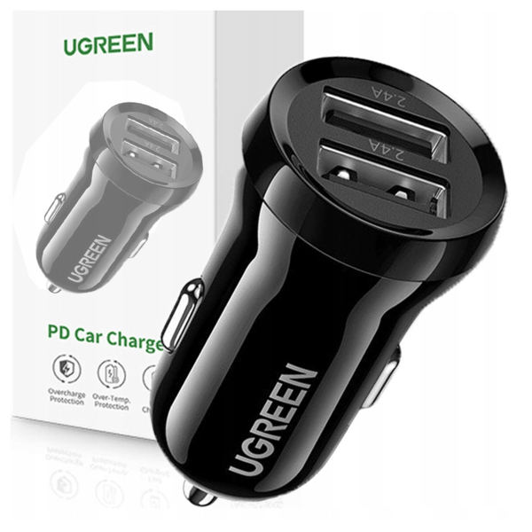 UGREEN ED018 billaddare, 2x USB, 24W (svart)
