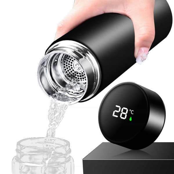 Vi anbefaler - Termokande med kopper 500 ml sort termokrus i rustfrit stål