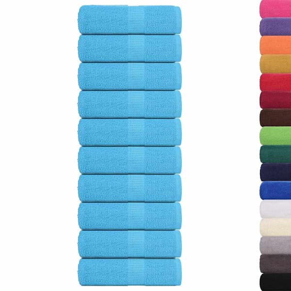 vidaXL Handdukar, 10 st, Turkos, 30x30 cm, 100% bomull