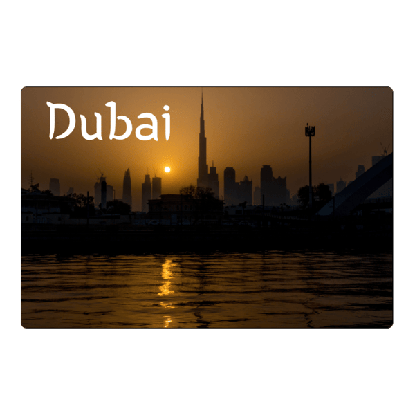 Køleskabsmagnet Dubai nattepanorama
