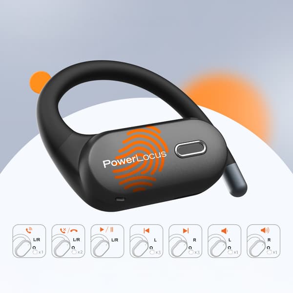 PowerLocus Bluetooth Open -kuulokkeet, Move 30h tekoälymikrofonit
