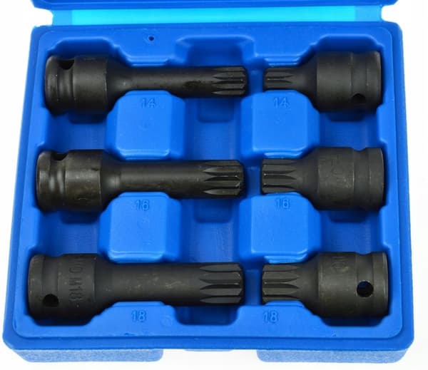Slagbitsar spline 1/2 M14 M16 M18 nav 6 delar