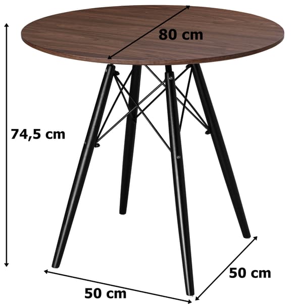 PARIS BLACK DTW pyöreä pöytä 80 cm saarni