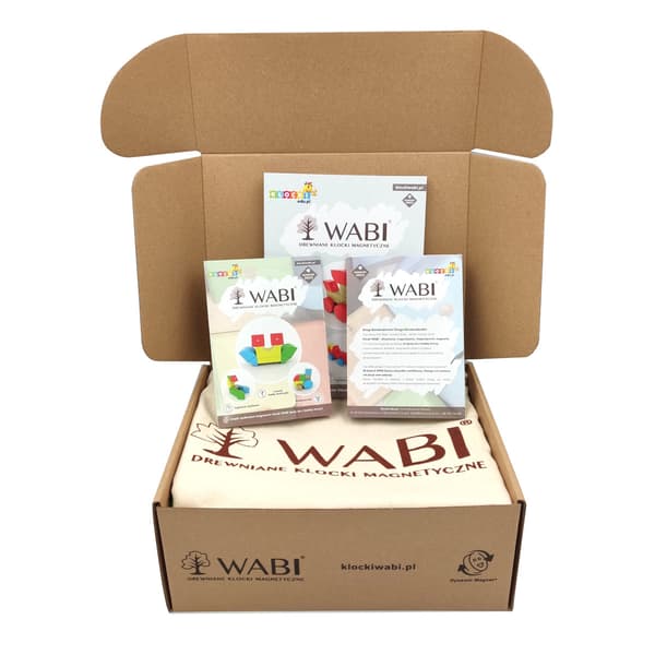 WABI Magnetiska Träklossar 80 Bitar med 304 Magneter 3+