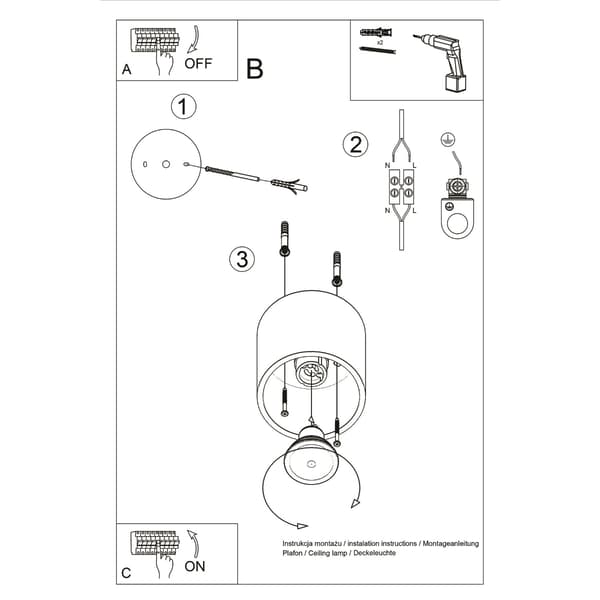 Loftlampe Orbis 1 GU10 sort aluminium Sollux SL.0016