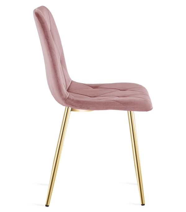 LIBRA stol - pink velour / guldben x 4