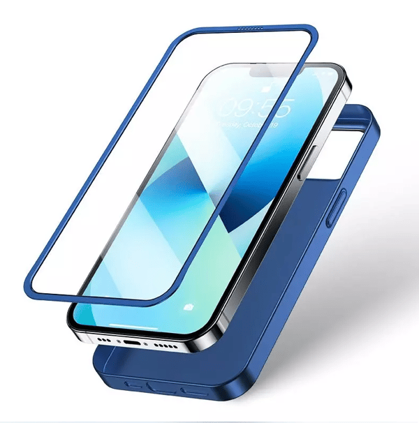 FODRAL TILL APPLE IPHONE 13 SKYDDSMEDEL MARINBLÅ MÖRK 360° HÅLLBART SKYDD
