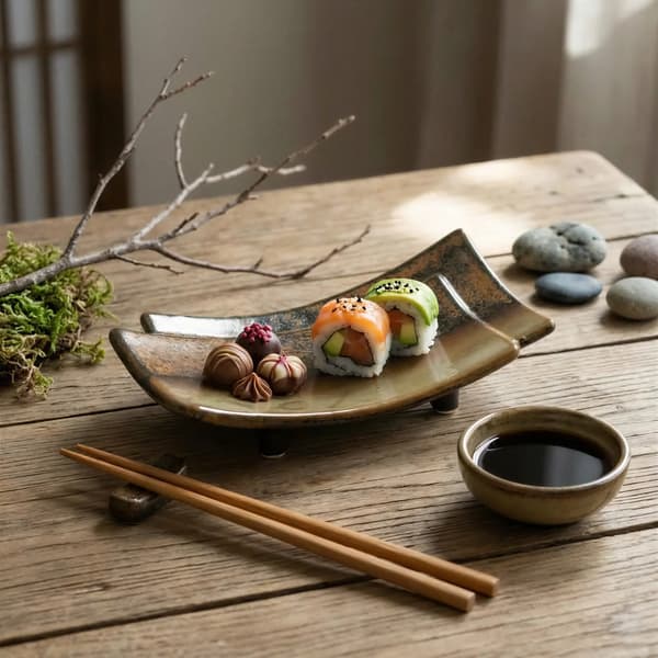 REKTANGULÄR KERAMISK TALLRIK FÖR SERVERING AV SUSHI OCH DESSERTER 17×11x2,2 CM