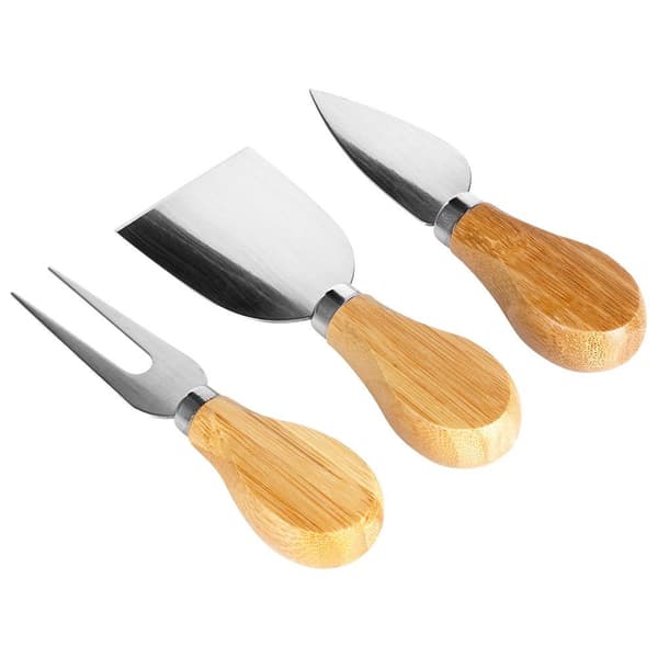 Ostebrikke i bambus med knive 4 stk.