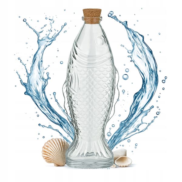 5x Glaskaraff FISH 500ml flaskor för alkoholvattenvasdekoration 0,5l
