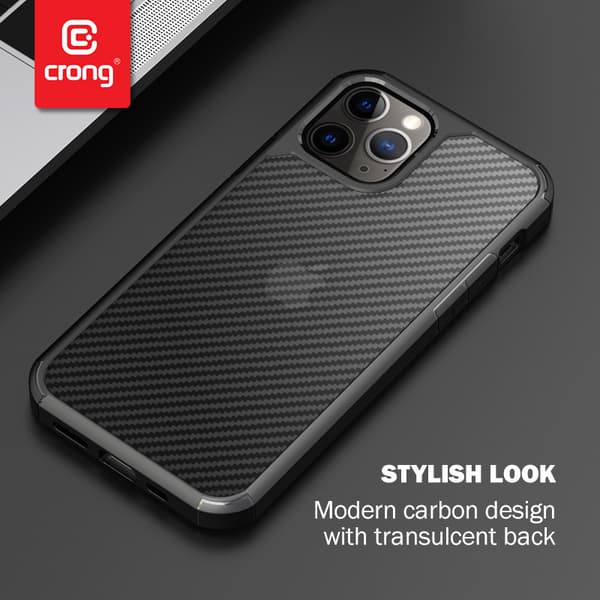 Crong Hybrid Carbon - iPhone 12 Pro Max cover (sort)