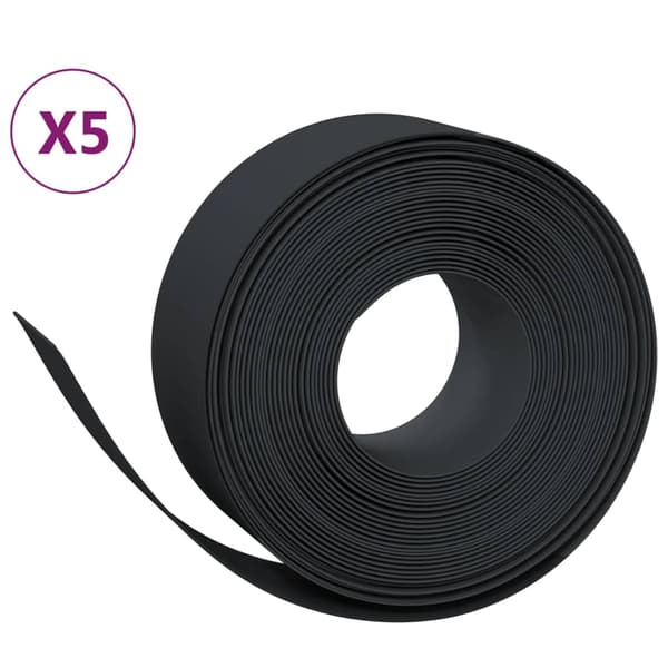 vidaXL havekant, 5 stk., sort, 10 m, 20 cm, polyethylen