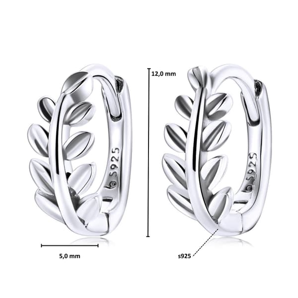 Silverringörhängen med löv, spännen i 925 silver