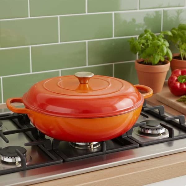 EMALJERAD GJUTJÄRNSPRUTA 30CM 3L HAGE ORANGE