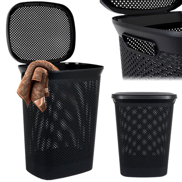 Plastik vasketøjskurv sort 60 liter
