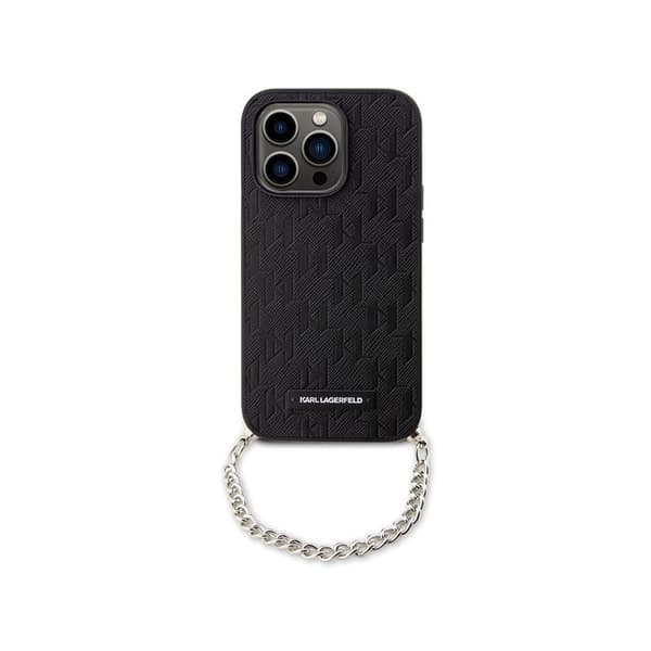 Karl Lagerfeld Saffiano Monogram Chain - iPhone 14 Pro cover (sort)